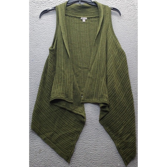 J. Jill Sweaters - J. Jill Cardigan Poncho Womens Small Green Knitted Sleeveless Hi‎ Low Open Front